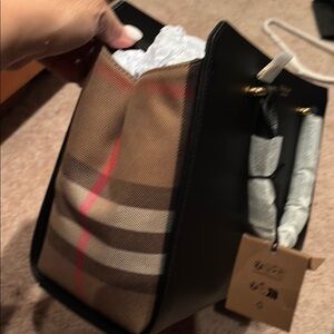 Burberry Black and Brown Briefcase with Signature Style